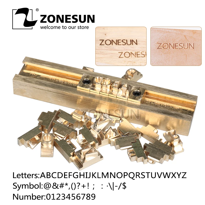 

ZONESUN Tslot 10cm Fixture Alphabet Letter Numbers Symbol Leather Stamp Press Tool Branding Iron Machine Mold Die Cut Optional