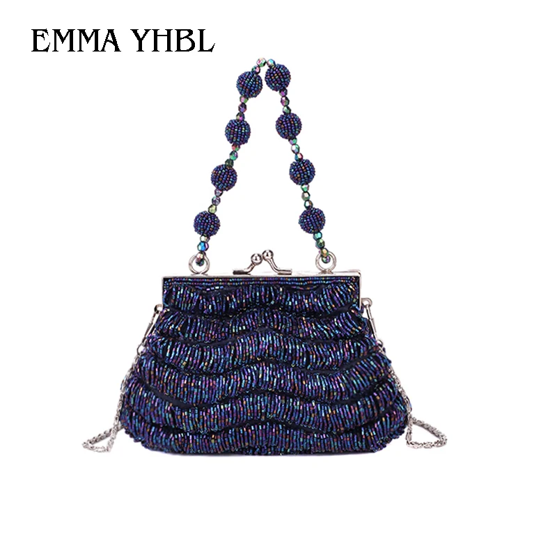 

EMMA YHBL 2019 ethnic style retro bag women's buckle beaded handmade beaded embroidered dinner handbag qipao banquet lady bag
