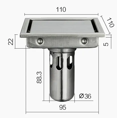 Квадратная 110*110 мм Современная латунная решетка форма для ванной комнаты пол отходы решетки душ слив санитарный сток пола 5566