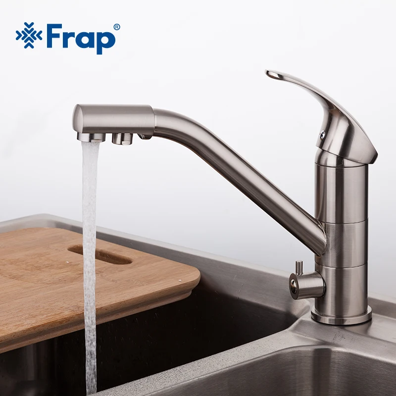  High-end Brass Body Nickel Brushed Kitchen faucet sink Mixer tap 360 degree rotation with Water pur - 32737269018