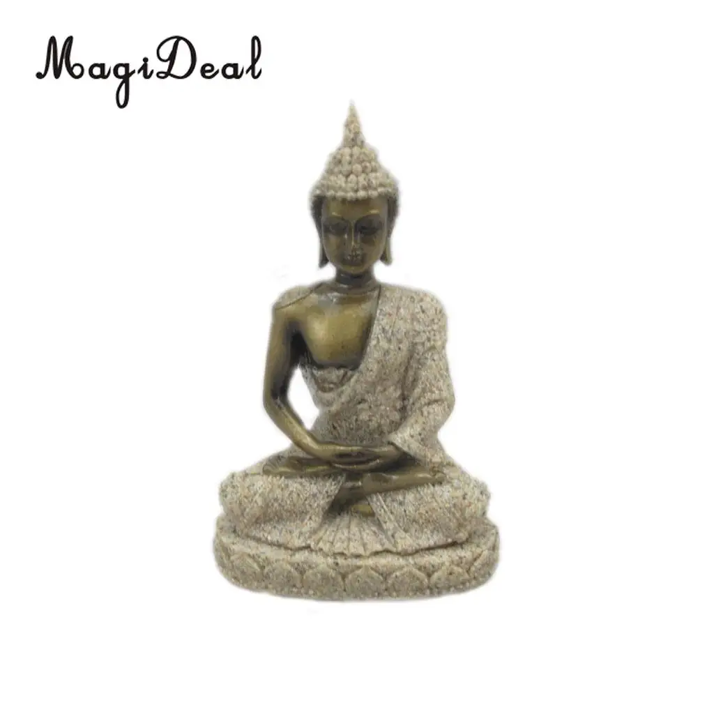 MagiDeal The Hue Sandstone Meditation Buddha Statue Sculpture Hand Carved Figurine Home Office Decor