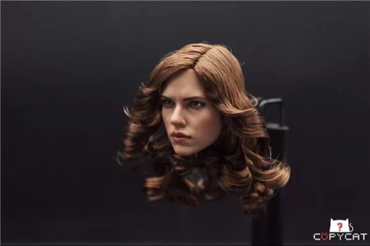 Коллекция 1:6 Scarlett Johansson черная вихревая голова с коричневыми волнистыми волосами