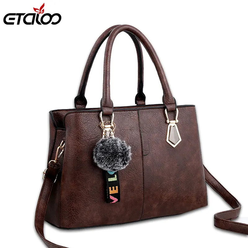 Handbag Women PU Leather Shoulder Bag Casual Large Capacity Top Handle