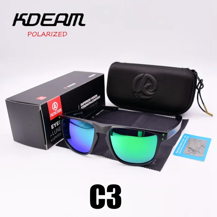Солнцезащитные очки Мужские KDEAM брендовые поляризованные мужские классические солнцезащитные очки дизайн вождения зеркало спортивные солнцезащитные очки мужские очки KD6790 - Цвет линз: C3 with box