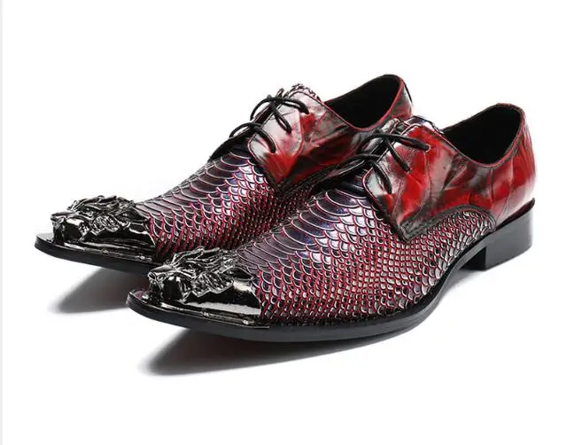 С металлическим носком змея Свадебная вечеринка обувь из натуральной кожи кружева вечернее Бизнес оксфорды большой Размеры 46 евро