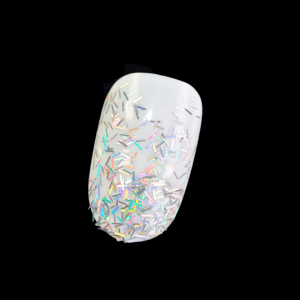 1 бутылка блеск для ногтей пайетки Холо тонкой полоской Серебро DIY блеск для ногтей 3D украшение для ногтей 466