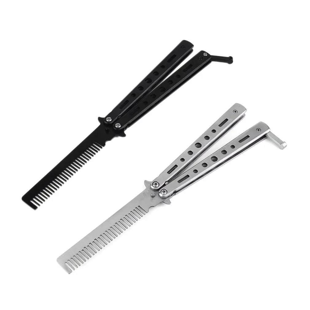 

Professional Training Salon Stainless Steel Folding Practice Training Butterfly Style Comb Hand Tool Survival Tool