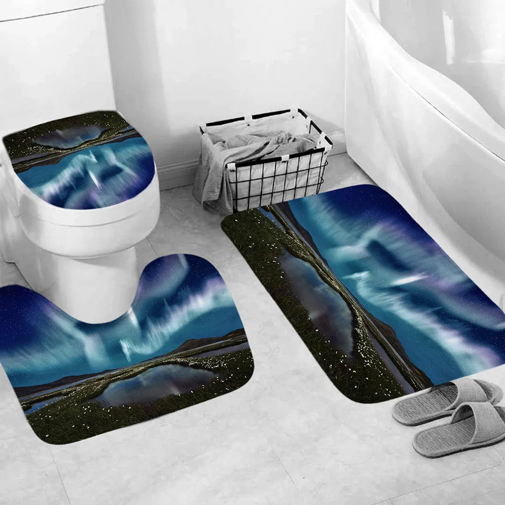 3 шт. коврик для ванной ковер 3D узор коврик набор коралловый флис напольный коврик моющийся Ванная комната Туалет Впитывающий Коврик Ковер L0605