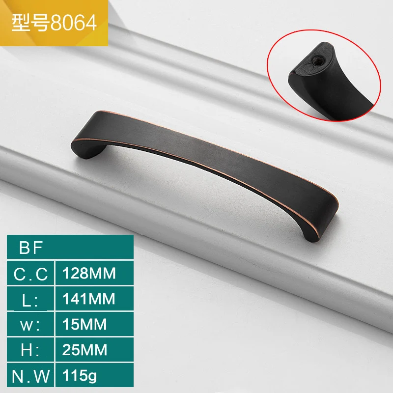 

New Exquisite Cabinet USA European Black Handle Simple Black Bronze Handle Closet Drawer Cabinet Furniture Door Handle
