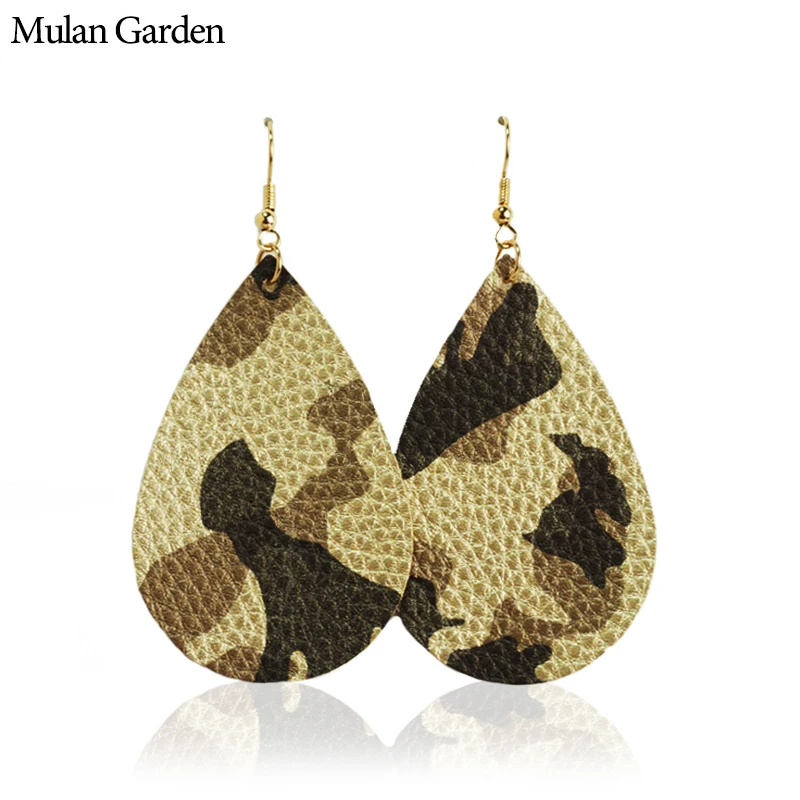

Mulan Garden Classic PU Leather Statement Earrings for Women New Trendy Water Drop Earrings Fashion Jewelry Christmas Gift 2019