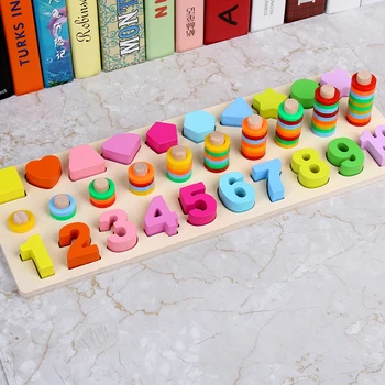

Children Wooden Montessori Materials Learning To Count Numbers Matching Digital Shape Match Early Education Teaching Math Toys