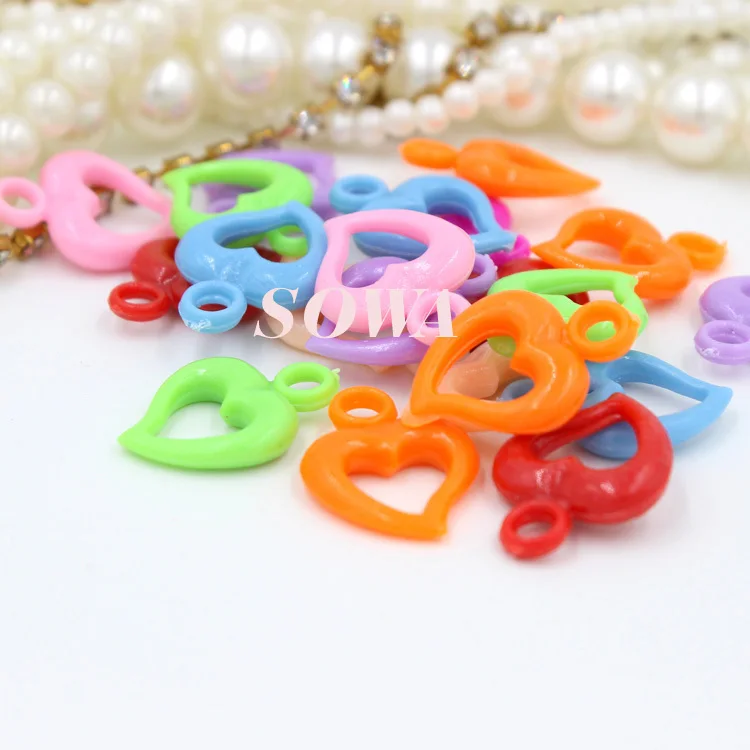 

Free shipping 21*15mm 200pcs mixed colors heart/love pendant Acrylic Beads for DIY Loom Rubber Bands Charm Bracelets