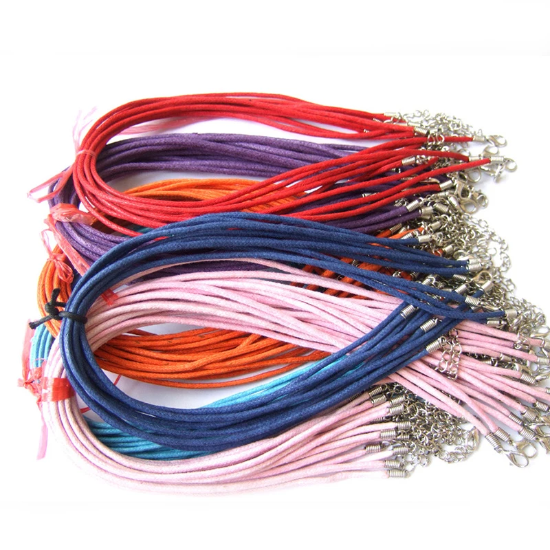 

10pcs/ lot Six color Handmade Wax Cord Necklace String With Silver Lobster Clasp