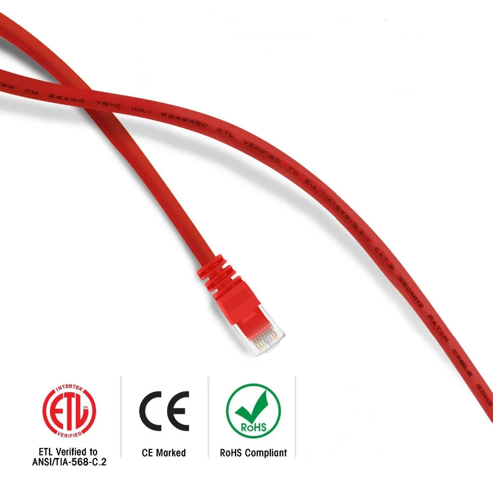 2 фута Красный CAT6 RJ45 вилки Ethernet сетевой кабель деформация сапоги Вилки гнездо