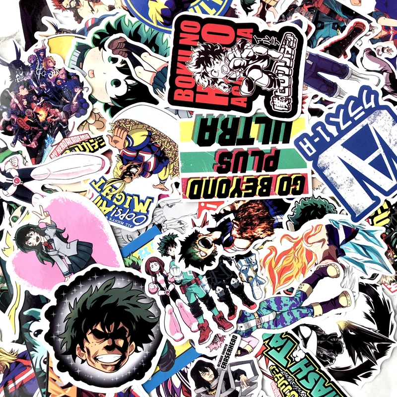 70 pcs بطلي الأكاديمية حقيبة ملصقات الكمبيوتر المحمول لوح التزلج Izuku Midoriya جميع قد Boku لا بطل الأكاديمية أنيمي الطابع الشارات