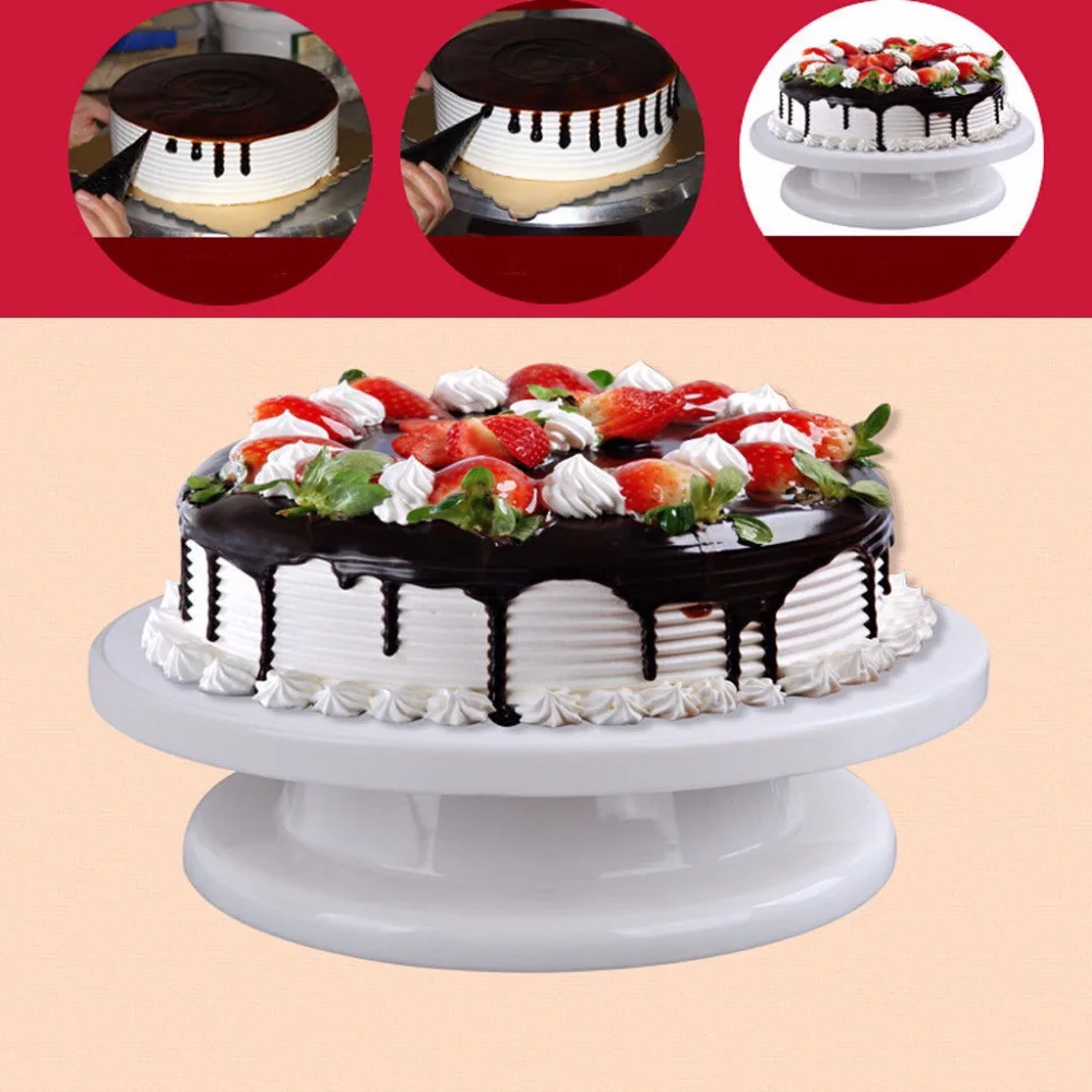 28CM ROTATING CAKE ICING DEOCRATING REVOLVING DISPLAY STAND TURNTABLE