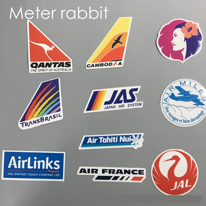 

10pcs National Airline Logo Travel Luggage decorative Stickers For laptop Skateboard car Bike phone DIY pvc Waterproof sticker
