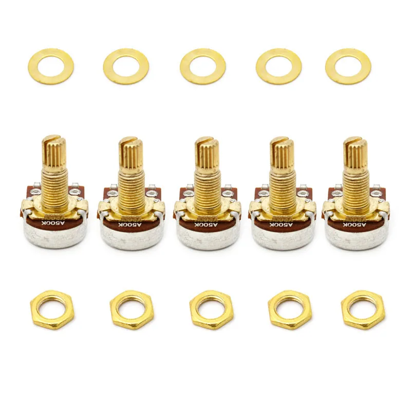 

A500k 5Pcs Ohm Audio Mini Pots Guitar Potentiometer For Electric Guitar Golden Guitar Parts Knobs Jacks Switches