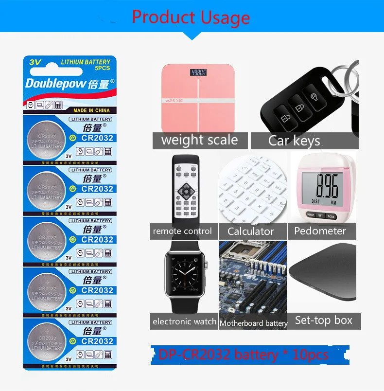 

10 pcs. Button battery CR2032 lithium battery 3V original remote control car key set-top box electronic scale battery ECR2032