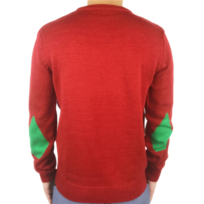 Funny Knitted Beer Pattern Elbow Patched Crewneck Sweater for Men St. Patrick's Day Oktoberfest Christmas Knit Pullover Jumper