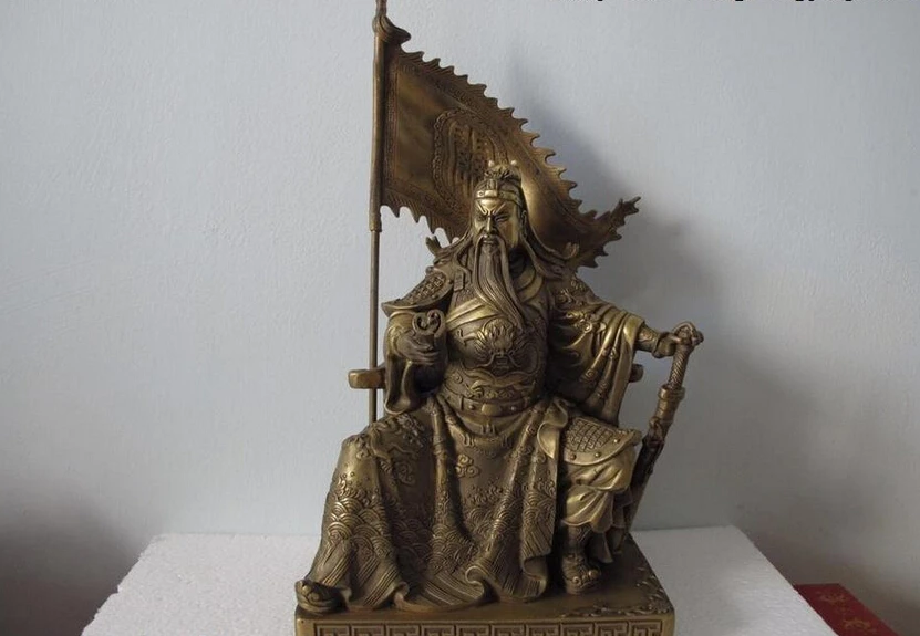 

Collectible bronze S2309 11 China Brass Copper Dragon sit Reading Guan Gong GuanYu Warrior Buddha Statue (B0328)