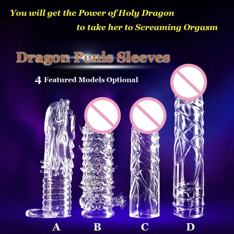 Newest Reusable font b condom b font penis sleeves Dragon Cock Ring Sleeves Penis Extender font