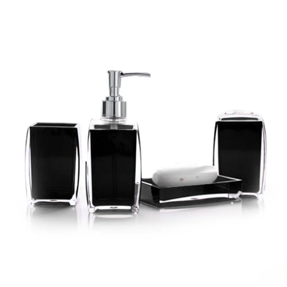 Comprar Juego de accesorios de baño de 4 piezas de acrílico conjunto de botella de jabón taza de plato de jabón caja de soporte de cepillo de dientes ball boy housholy DTT88