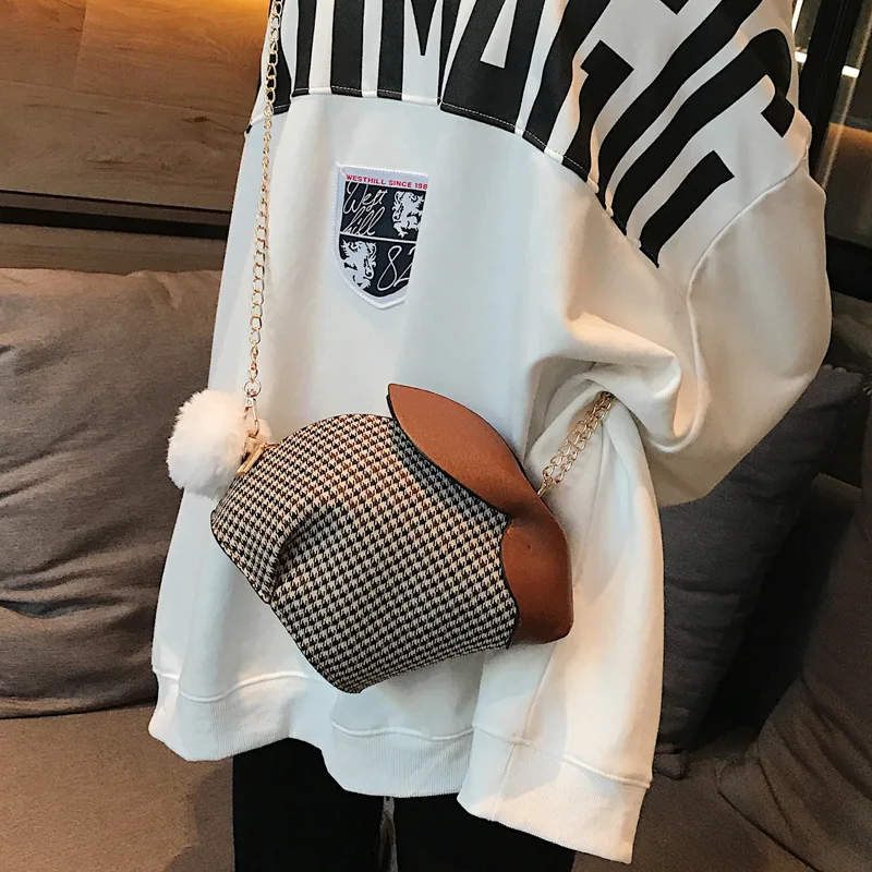 لطيف شكل أرنب حقائب كتف المرأة بو الجلود المرأة Crossbody البسيطة رسول سلسلة مخلب حمل رفرف حقيبة