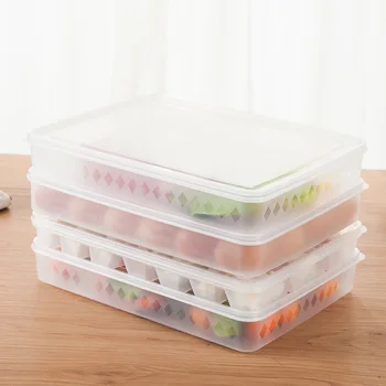 

2 Pcs Refrigerator Dumpling Box Clear Single Layer Plastic Holder Crisper With Lid