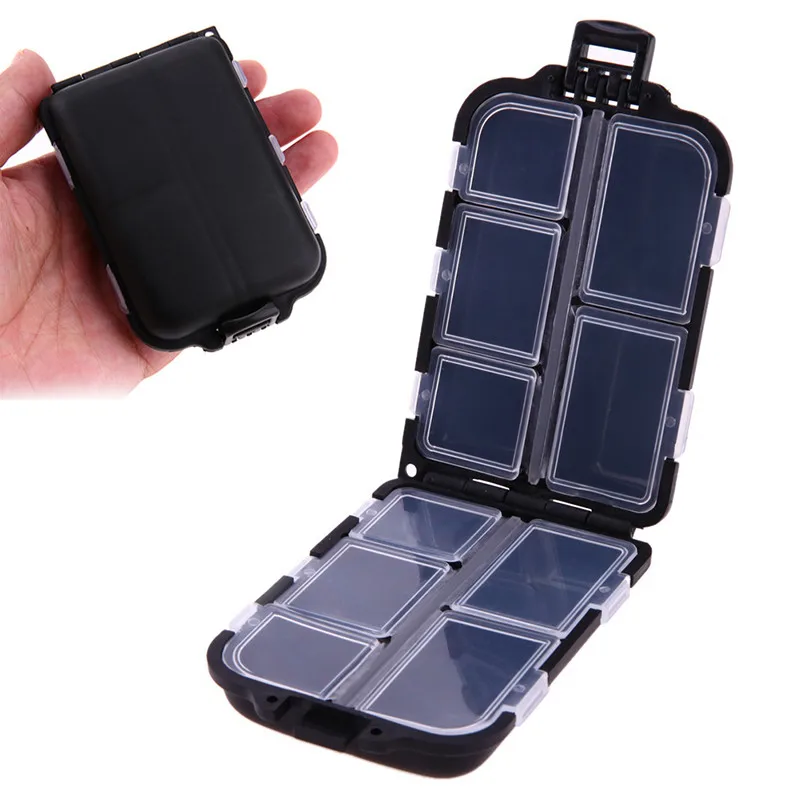 

practial 1PCS Durable Plastic Fishing Lure Storage Box Fishing Hooks Container 10 Compartment Storage Convenient To Carry