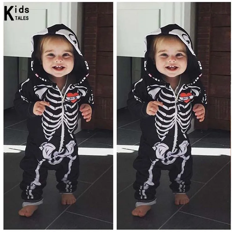

RP-202 Halloween New Kids Kids Girl Boy Children's Overalls With Hood Skull Skeleton Sliders Overalls Playsuit Outfits for Bebes