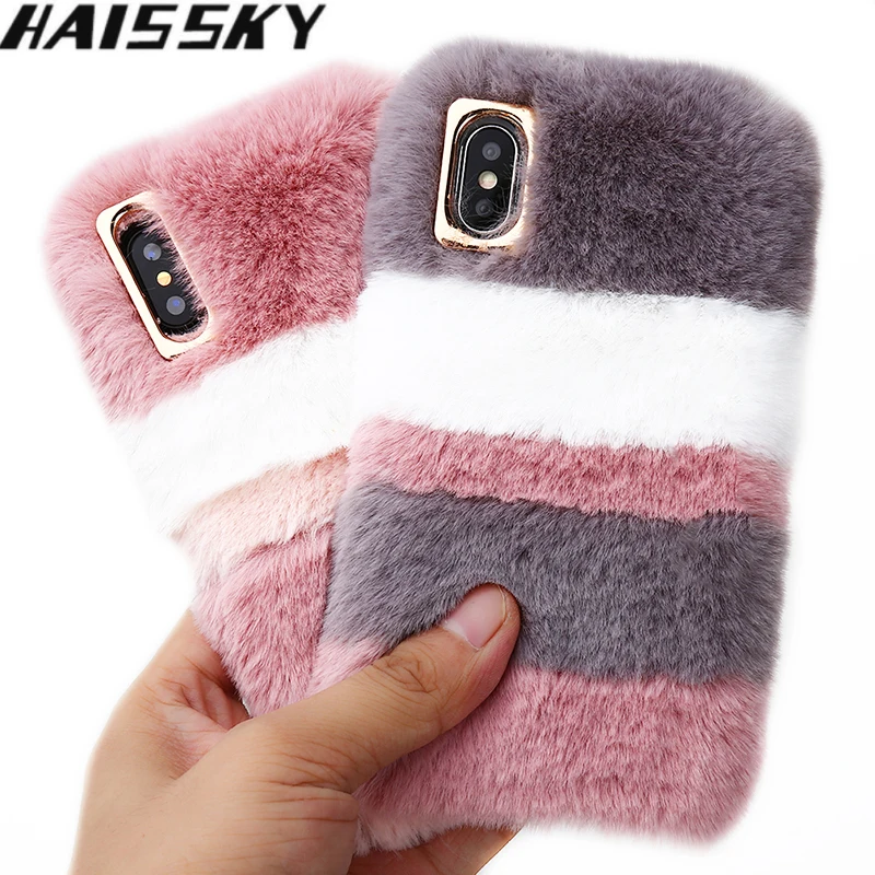 Buy Fluffy Rabbit Hair Fur Case For iPhone XS X 10 8
