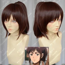 Attack on Titan Sasha Blouse Reddish-brown Hair With Ponytail Clip Heat Resistant Cosplay Costume Wig + Free Wig Cap reddish brown tie up detail off shoulder blouse