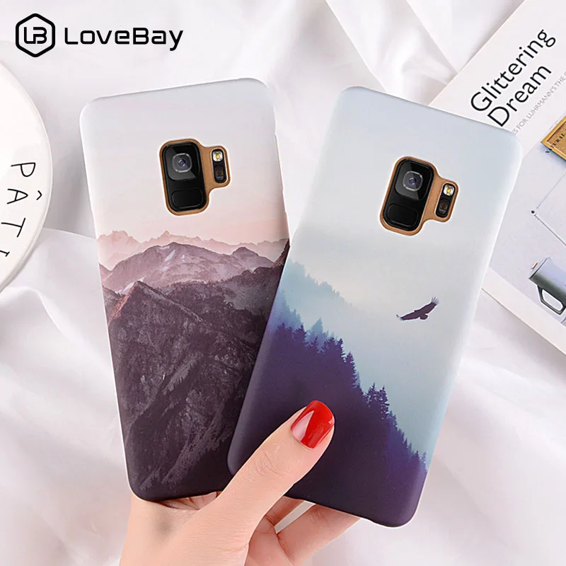 

Lovebay Phone Cases For Samsung Galaxy Note 9 8 S8 S9 Plus Hard PC Plastic Back Cover Mountain Tree Pattern Cases For S7 S7 Eage