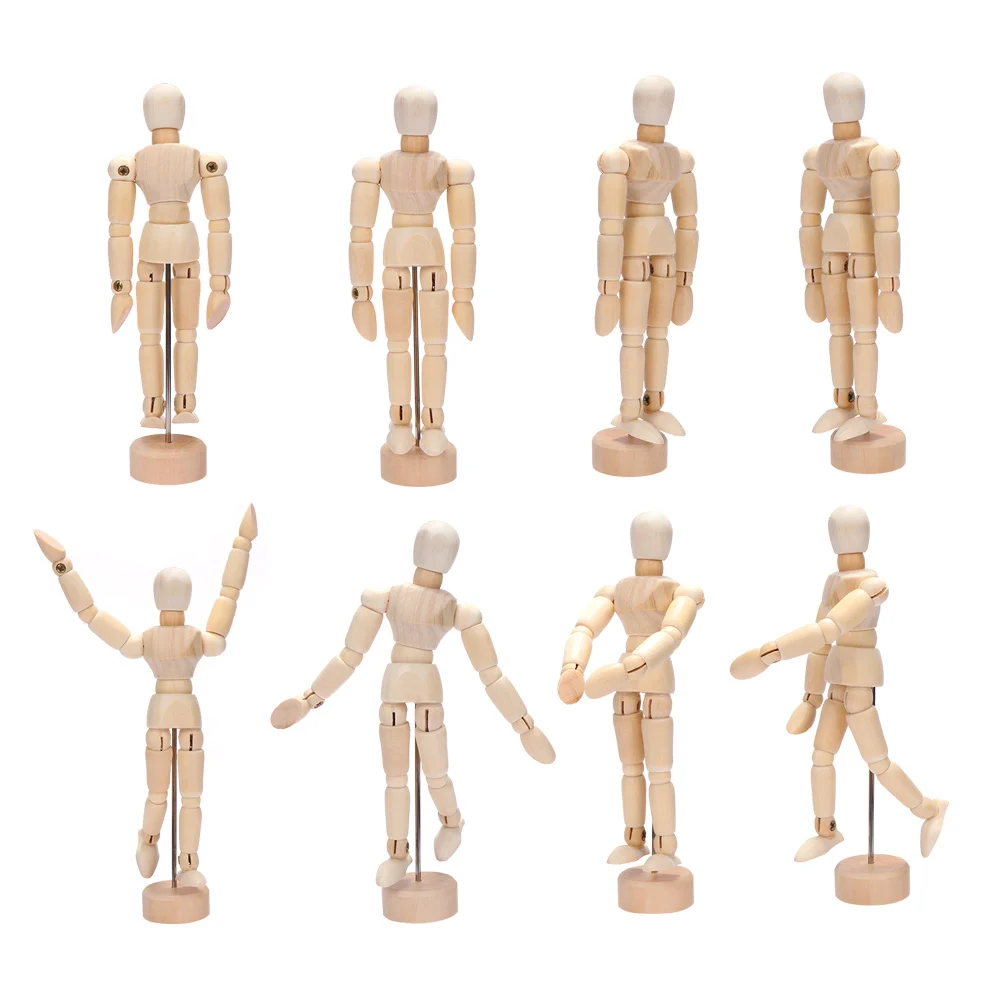 

12cm Artist Movable Limbs Male Wooden Figure Model Mannequin Art Sketch Drawing Active Joint Puppet Kids Educational Toys Gift