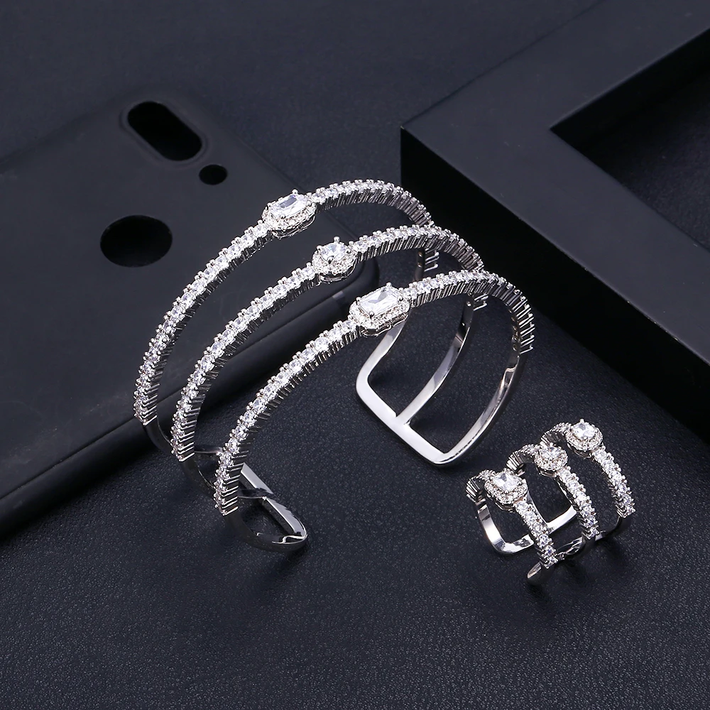 

jankelly monaco designer top accessories fashion unique cuff bangle AAA zircon micro pave hand bracelet