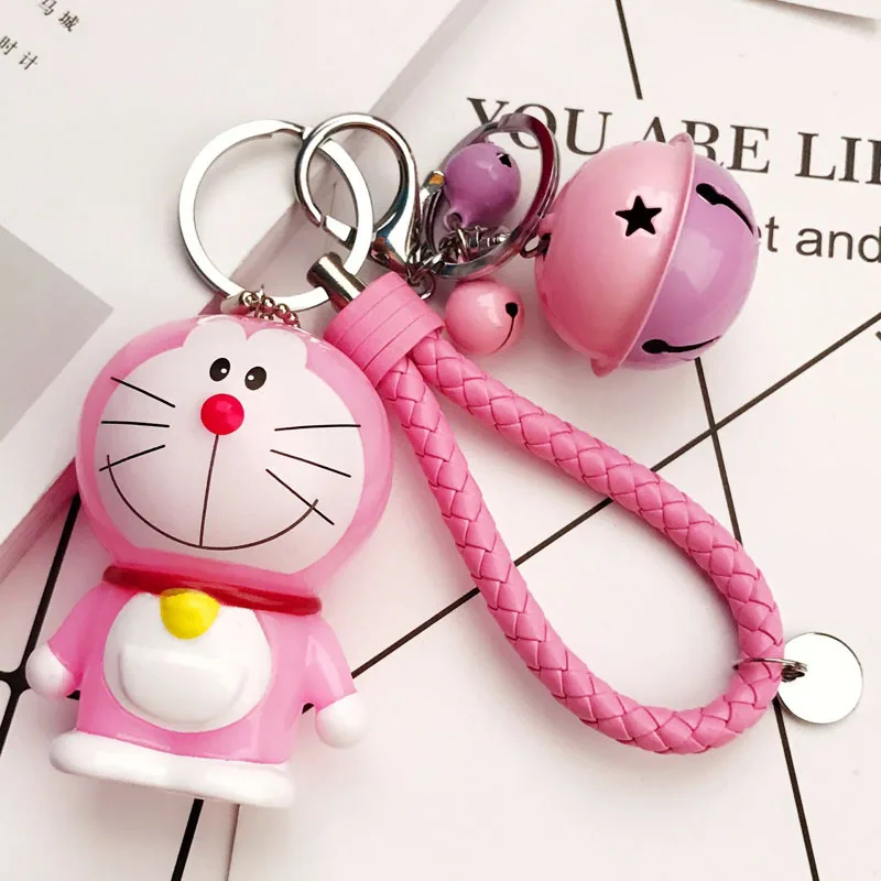 

Fate Love Korea Key Chain Creative Silicone Cute Cat Female Cartoon Leather Rope Bell Car Bag Keychains Pendant