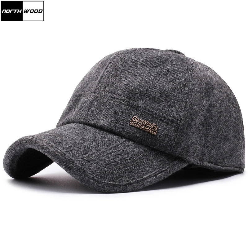 [NORTHWOOD] Высококачественная зимняя мужская бейсболка с ушками Gorra Hombre Snapback шапка теплая Утепленная зимняя шапка