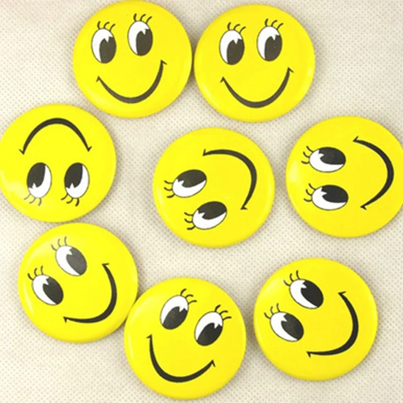 Smiley Face X 2 Large Button Badge Pin