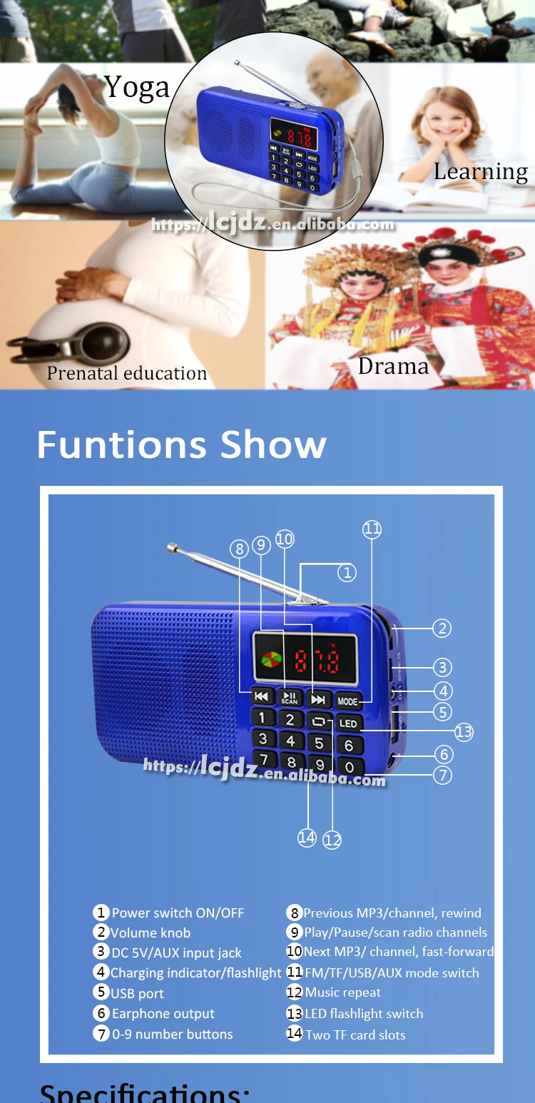 L-558 MP3 музыкальный динамик портативный мини автоматическое сканирование fm-радио с двумя 18650 перезаряжаемой батареей и двумя слотами для карт TF