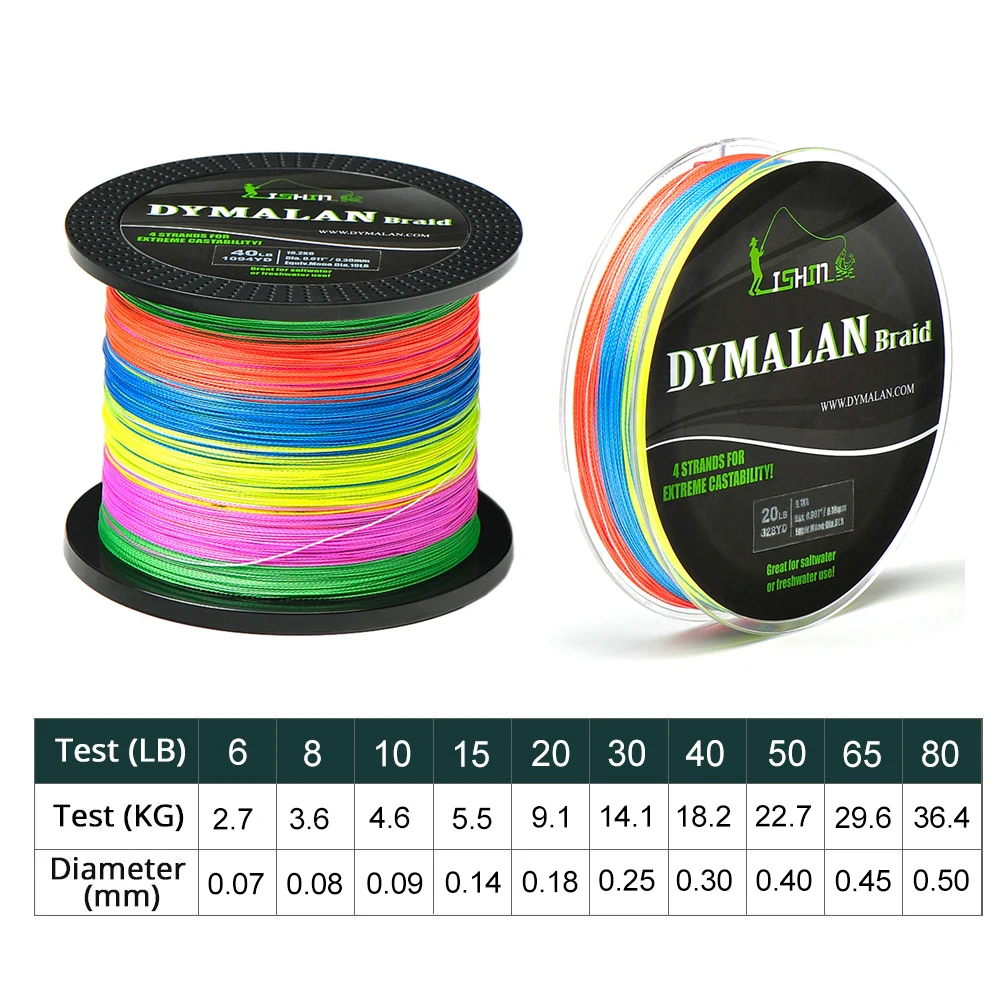 Dymalan Плетеный Рыбалка многоцветный Multifilament 100 м 300 500 1000 лески 100% ПЭ плетеный