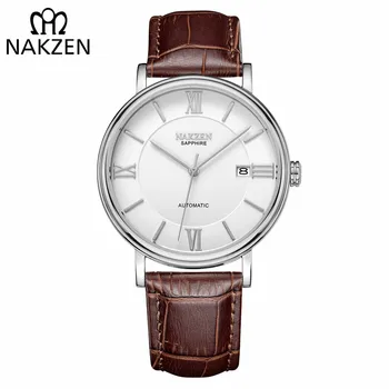 NAKZEN Men Business Automatic Mechanical Watches Brand Luxury Leather Man Wrist Watch Male Clock Relogio Masculino Miyota 9015 starking brand luxury minimalist business watch men japan miyota automatic watch steel auto date male clock leather wristwatches