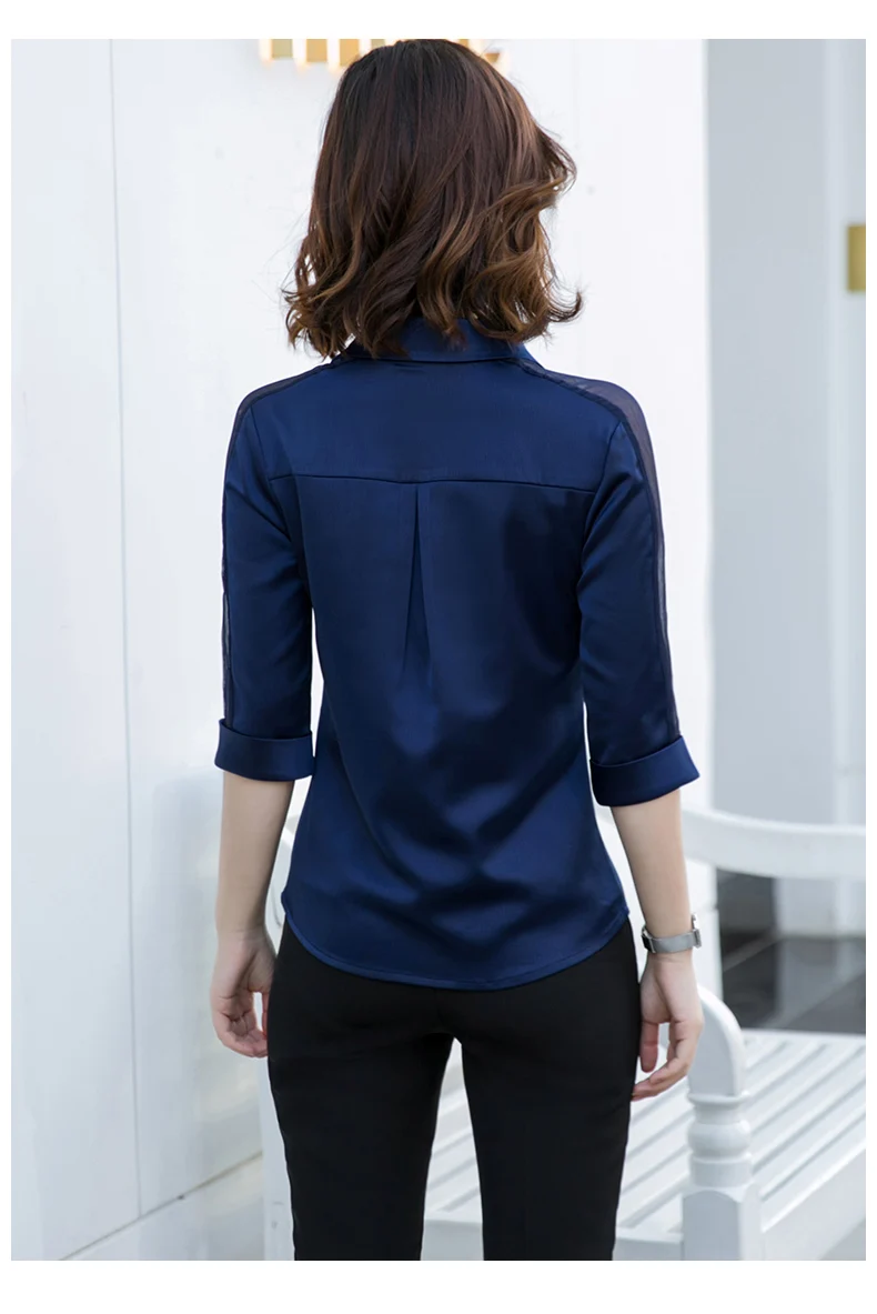 Fashion women Satin shirt Summer new half sleeve casual loose blouses office ladies plus size work wear tops