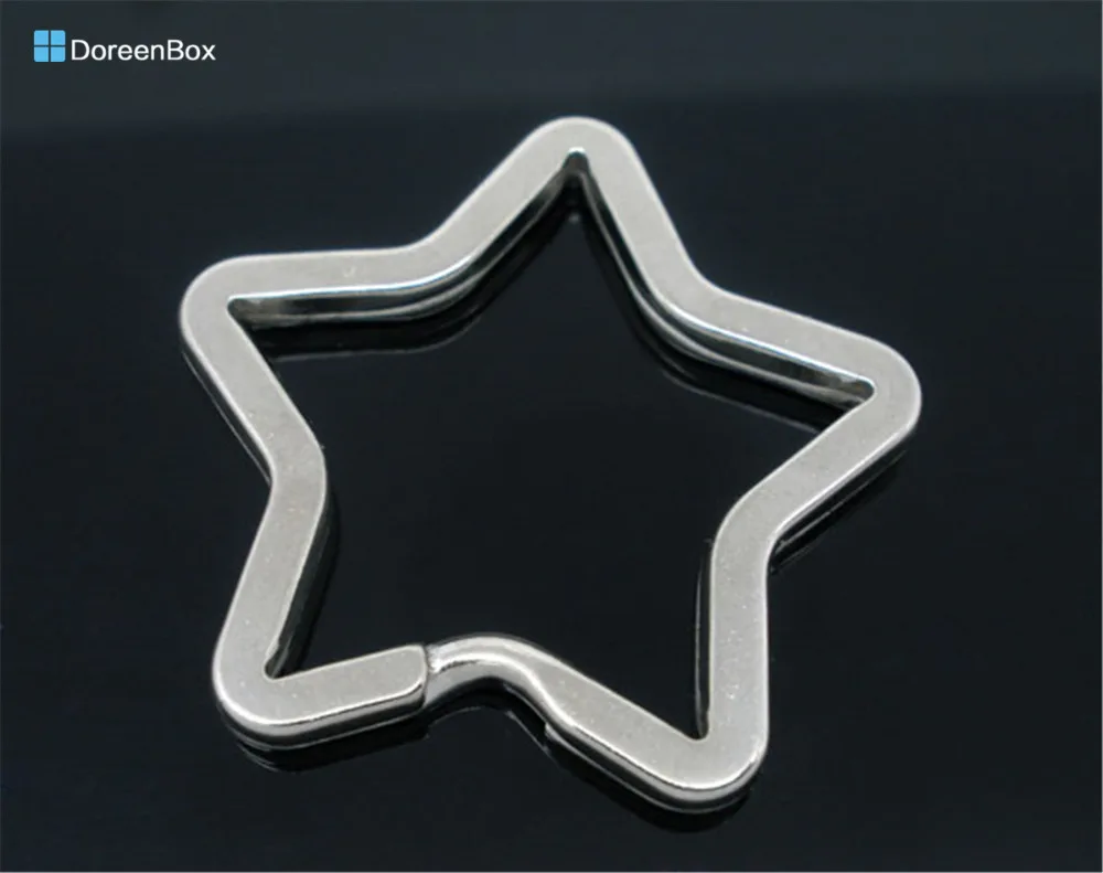 

Doreen Box hot- 10 Silver Tone Star Split Rings Key Rings 35x33mm (B05284)