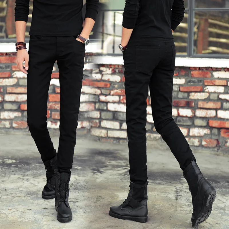 

Mens Skinny Jeans 2019 Spring New Classic Solid Casual Designer Straight Black Stretch Denim Trouers