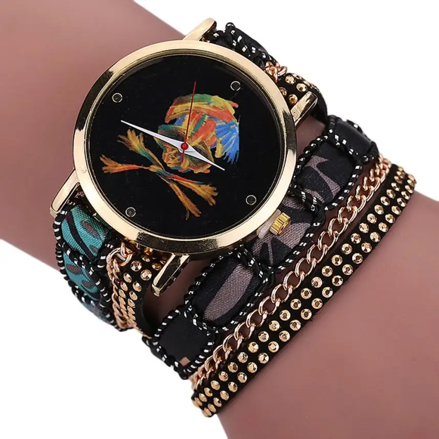 

Superior Girl Rhinestone Skull Pattern Women Quartz Bracelet Wrist Watch June 24
