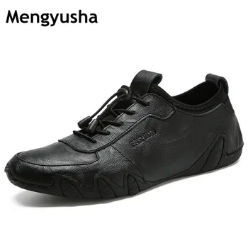 

slip on casual men loafers spring and autumn mens moccasins shoes genuine leather men's flats shoes