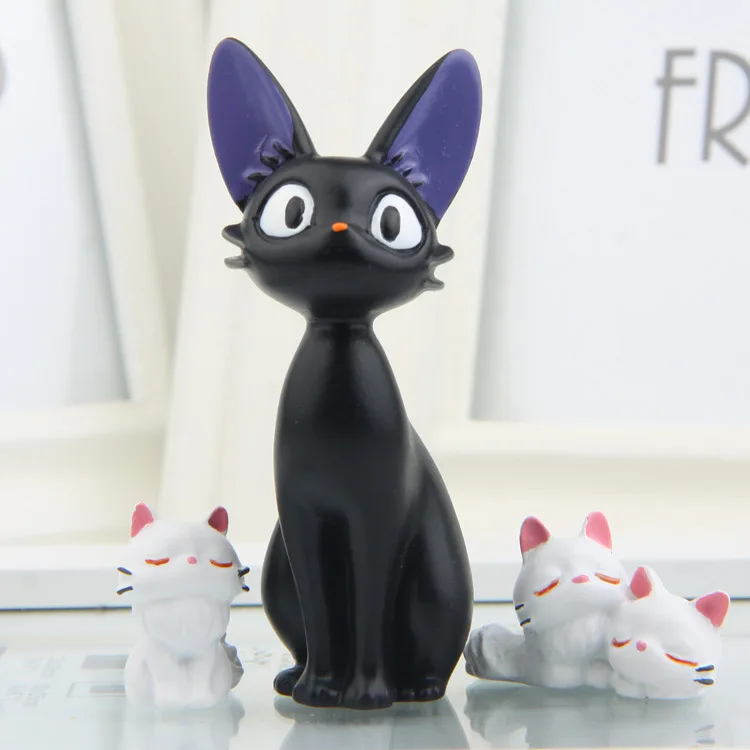 Черная кошка jiji и Белый Кот Кики Услуги DIY куклы animiation фигурку Дети Игрушечные лошадки подарок Миниатюрная модель кукольный дом