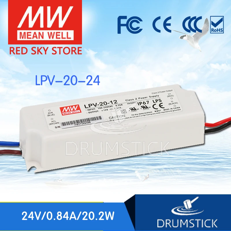 Meanwell LPV-20-24 24V 0.84A meanwell LPV-20 20 2 W одиночный выход Индикатор импульсный источник
