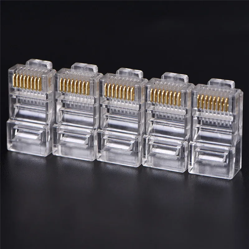 50 шт. RJ45 CAT5 CAT5e CAT6 переходник Кристалл Сеть модульный разъем 8P8C для компьютеров